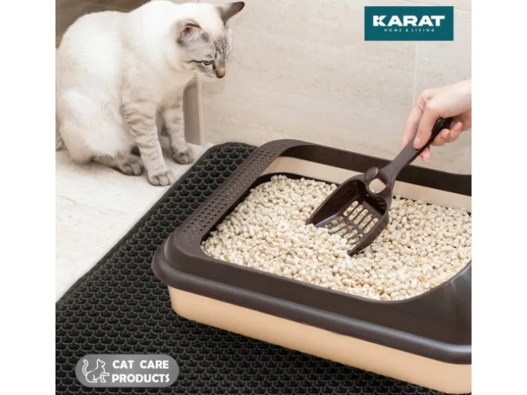 KARAT Katzenstreumatte Charly in Wabendesign Abwaschbar Anthrazit 76 x 61 cm
