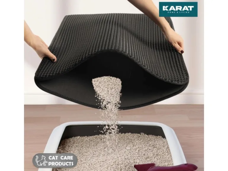 KARAT Katzenstreumatte Charly in Wabendesign Abwaschbar Anthrazit 61 x 38 cm