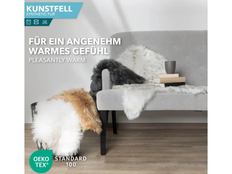 KARAT Kunstfell Nelly Flauschiges Dekofell Individuell Einsetzbar Black Tip