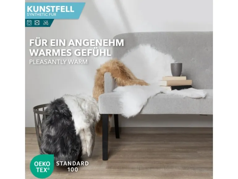 KARAT Kunstfell Nelly Flauschiges Dekofell Individuell Einsetzbar Ivory