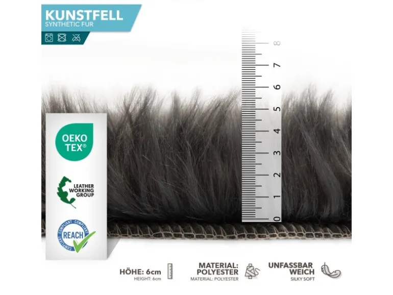 KARAT Kunstfell Nelly Flauschiges Dekofell Individuell Einsetzbar Charcoal Grey