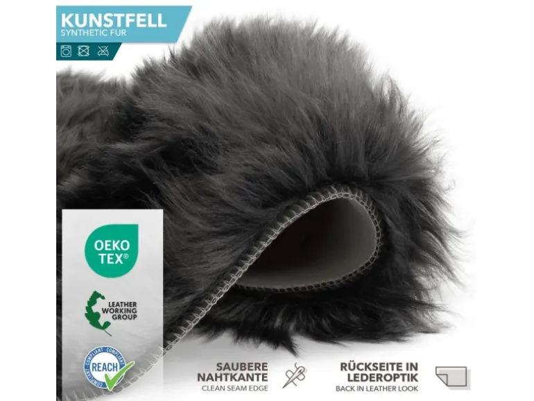 KARAT Kunstfell Nelly Flauschiges Dekofell Individuell Einsetzbar Charcoal Grey