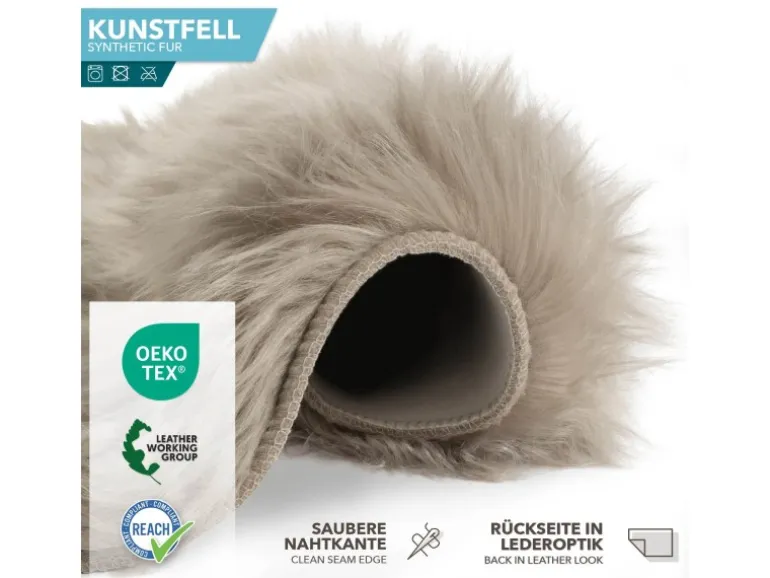 KARAT Kunstfell Nelly Flauschiges Dekofell Individuell Einsetzbar Dark Beige