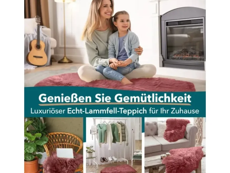 KARAT Schaffell Audrey Natürliches Premium Lammfell Individuell Einsetzbar Marsala