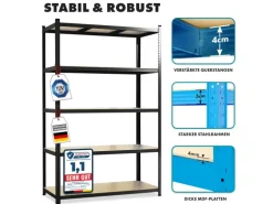 KARAT Schwerlastregal 750 kg Traglast Schwarz 150 x 70 x 30 cm