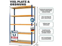 KARAT Schwerlastregal Blau-Orange Traglast bis 875 kg 180 x 120 x 45 cm