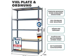 KARAT Schwerlastregal Grizzly Anthrazit-Grau Traglast 1250 kg 200 x 120 x 60 cm