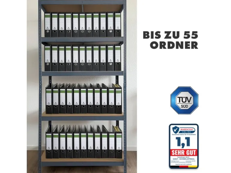 KARAT Schwerlastregal Lakota 2er Set Traglast bis 875 kg Grau 200 x 120 x 60 cm