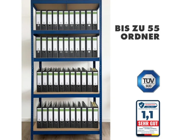 KARAT Schwerlastregal Lakota 2er Set Traglast bis 875 kg Blau 150 x 75 x 30 cm