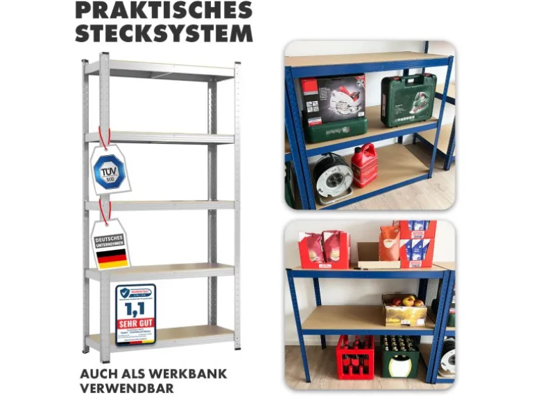 KARAT Schwerlastregal Lakota 2er Set Traglast bis 875 kg Verzinkt 200 x 100 x 50 cm