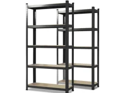 KARAT Schwerlastregal Lakota 2er Set Traglast bis 875 kg Schwarz 150 x 75 x 30 cm