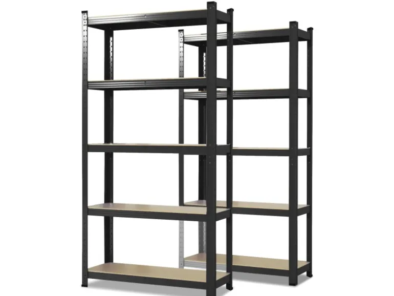 KARAT Schwerlastregal Lakota 2er Set Traglast bis 875 kg Schwarz 150 x 75 x 30 cm