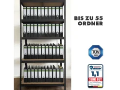 KARAT Schwerlastregal Lakota 2er Set Traglast bis 875 kg Schwarz 150 x 75 x 30 cm