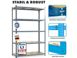KARAT Schwerlastregal Lakota 2er Set Traglast bis 875 kg Grau 200 x 100 x 50 cm