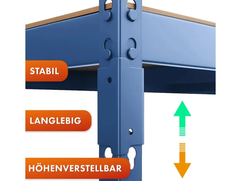 KARAT Schwerlastregal Rhino bis 1050 kg Pulverbeschichtet 180 x 90 x 45 cm Blau