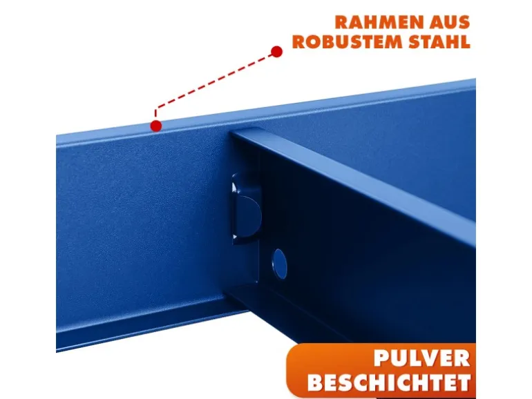 KARAT Schwerlastregal Rhino bis 1050 kg Pulverbeschichtet 180 x 90 x 45 cm Blau