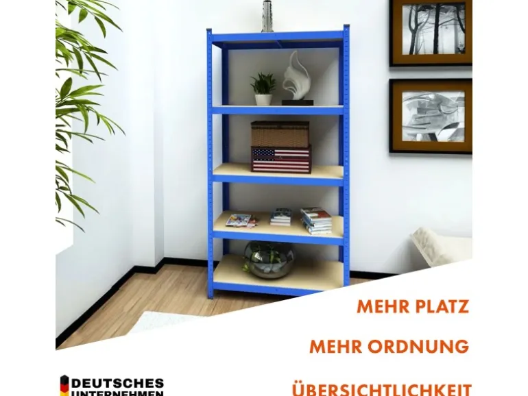 KARAT Schwerlastregal Rhino bis 1050 kg Pulverbeschichtet 180 x 90 x 45 cm Blau