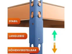 KARAT Schwerlastregal Rhino bis 1050 kg Pulverbeschichtet 180 x 90 x 60 cm Blau-Orange