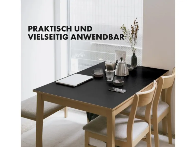 KARAT Tischfolie Empire mit Abgeschrägter Kante Schwarz Rund 80 cm
