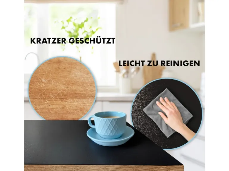 KARAT Tischfolie Empire mit Abgeschrägter Kante Schwarz 100 x 100 cm