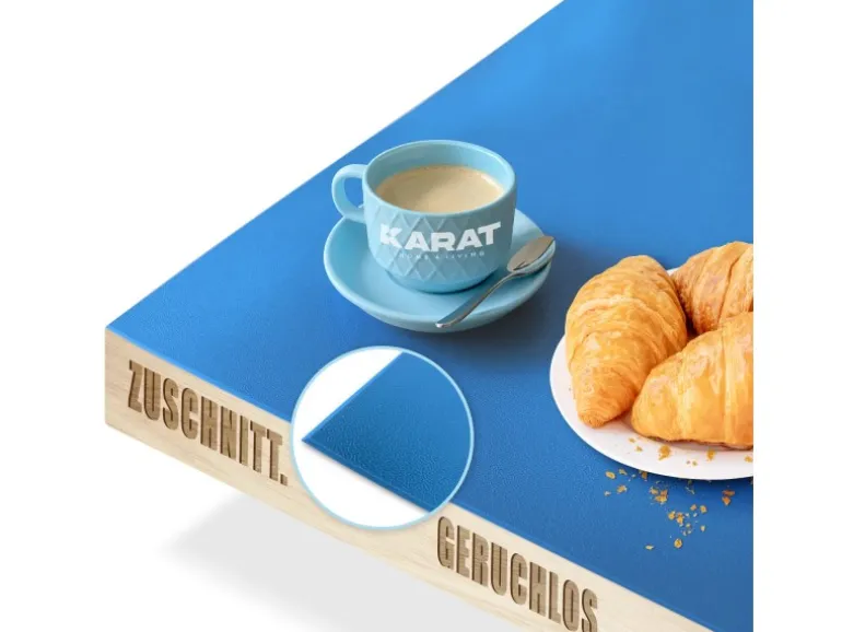 KARAT Tischfolie Empire mit Abgeschrägter Kante Blau Rund 80 cm