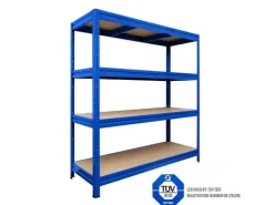 KARAT Weitspannregal Schwerlastregal Blau Traglast 1200 kg 200 x 150 x 60 cm