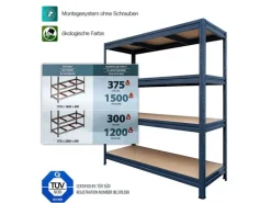 KARAT Weitspannregal Schwerlastregal Grau Traglast 1500 kg 177 x 160 x 60 cm