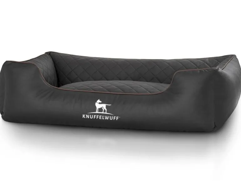 Knuffelwuff Hundebett Milan Kunstleder XXL 120 x 85cm Schwarz