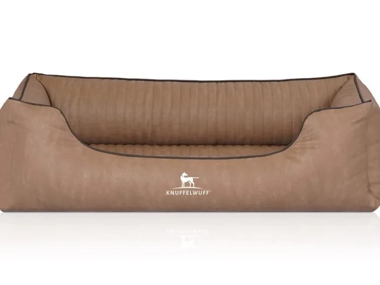Knuffelwuff Hundebett Tampa Orthopädisch Kunstleder XXL 120 x 85cm Camel