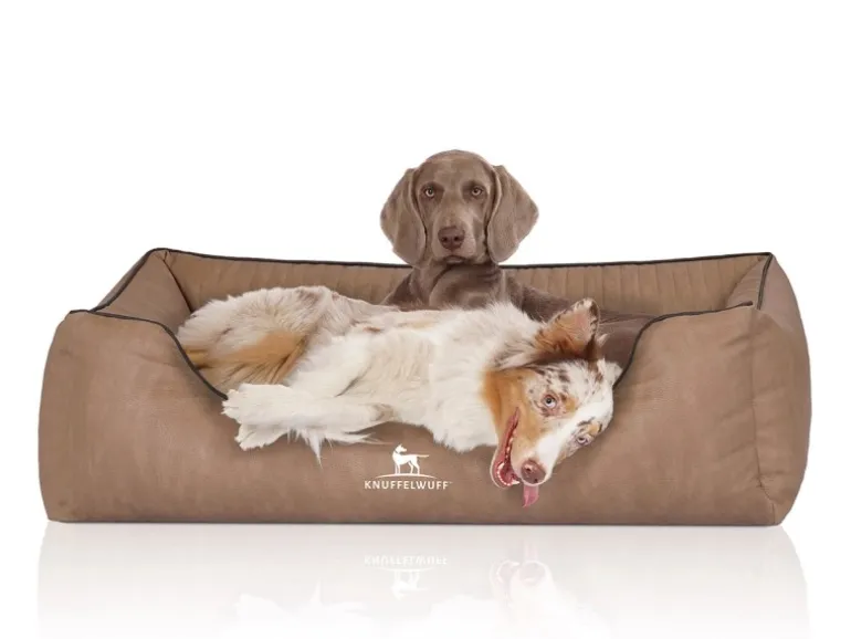 Knuffelwuff Hundebett Tampa Orthopädisch Kunstleder XXL 120 x 85cm Camel