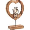 Kobolo Dekofigur Holzdeko Holzfigur SOUL Holz Braun und Metall Silber