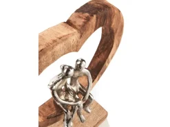 Kobolo Dekofigur Holzdeko Holzfigur SOUL Holz Braun und Metall Silber