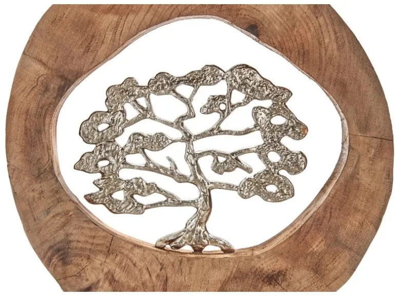 Kobolo Dekofigur Holzdeko Holzfigur VITALITY Holz Metall Silber