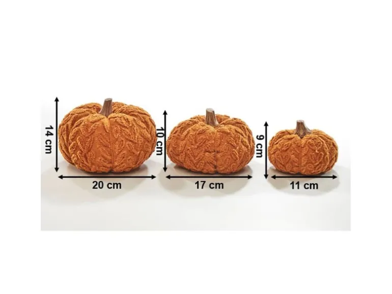 Kobolo Dekokürbis Kürbis aus Textil Set aus 3 Größen Orange