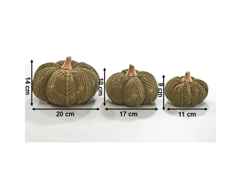 Kobolo Dekokürbis Kürbis aus Textil Set aus 3 Größen Dunkelgrün