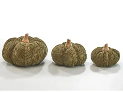 Kobolo Dekokürbis Kürbis aus Textil Set aus 3 Größen Dunkelgrün