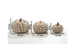 Kobolo Dekokürbis Kürbis aus Textil Set aus 3 Größen Beige