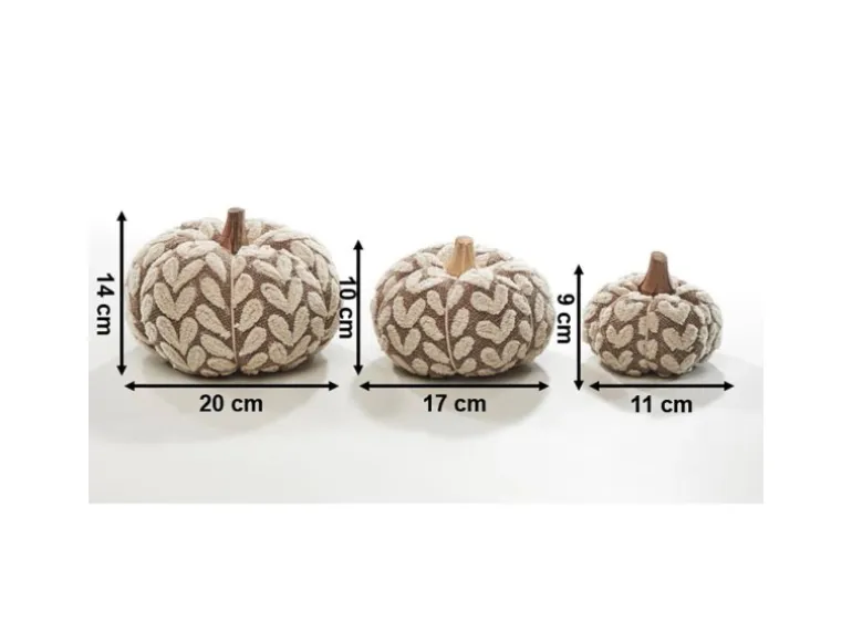 Kobolo Dekokürbis Kürbis aus Textil Set aus 3 Größen Beige