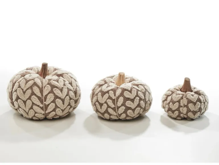 Kobolo Dekokürbis Kürbis aus Textil Set aus 3 Größen Beige