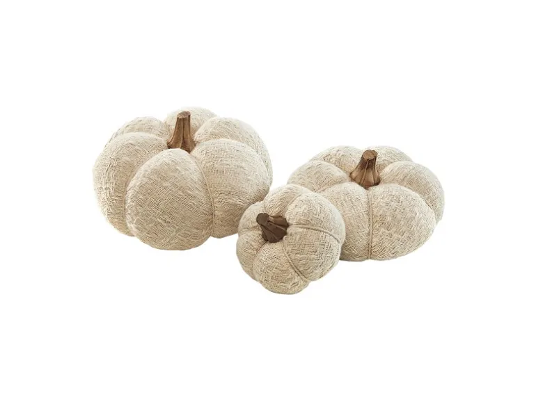 Kobolo Dekokürbis Kürbis aus Textil Set aus 3 Größen Weiß