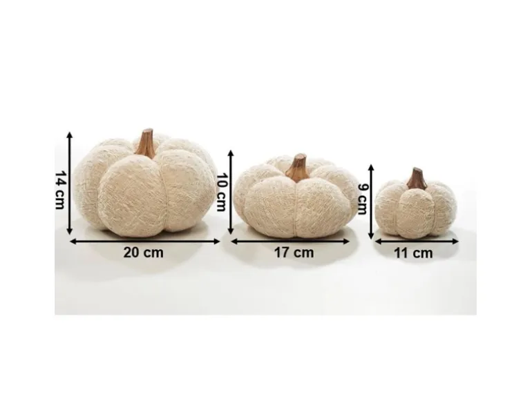 Kobolo Dekokürbis Kürbis aus Textil Set aus 3 Größen Weiß