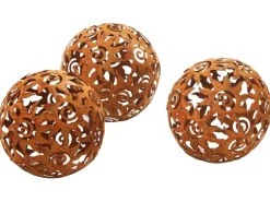 Kobolo Gartenkugel KASUMA Rostoptik 3er Set Durchmesser 15 cm