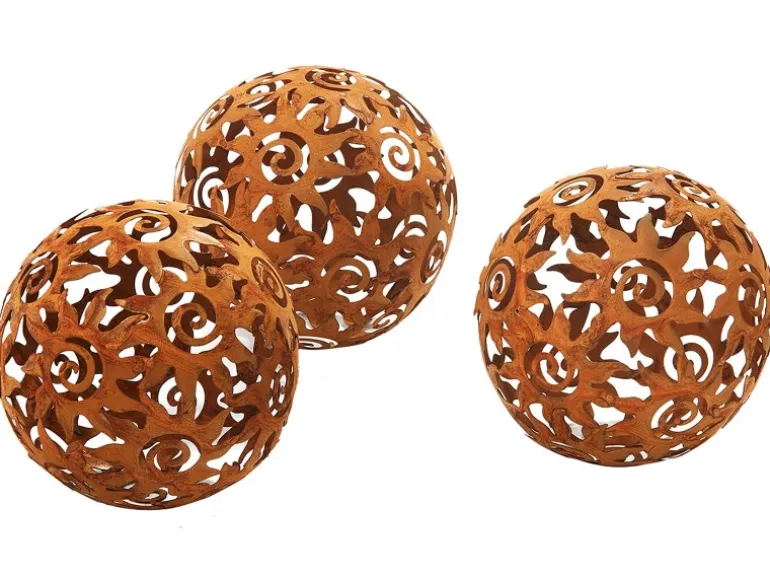 Kobolo Gartenkugel KASUMA Rostoptik 3er Set Durchmesser 15 cm