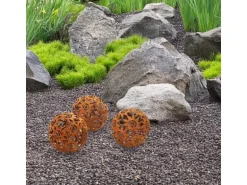 Kobolo Gartenkugel KASUMA Rostoptik 3er Set Durchmesser 15 cm