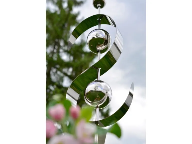 Kobolo Gartenstecker Dekostecker WAVE aus Edelstahl Silber H140 cm