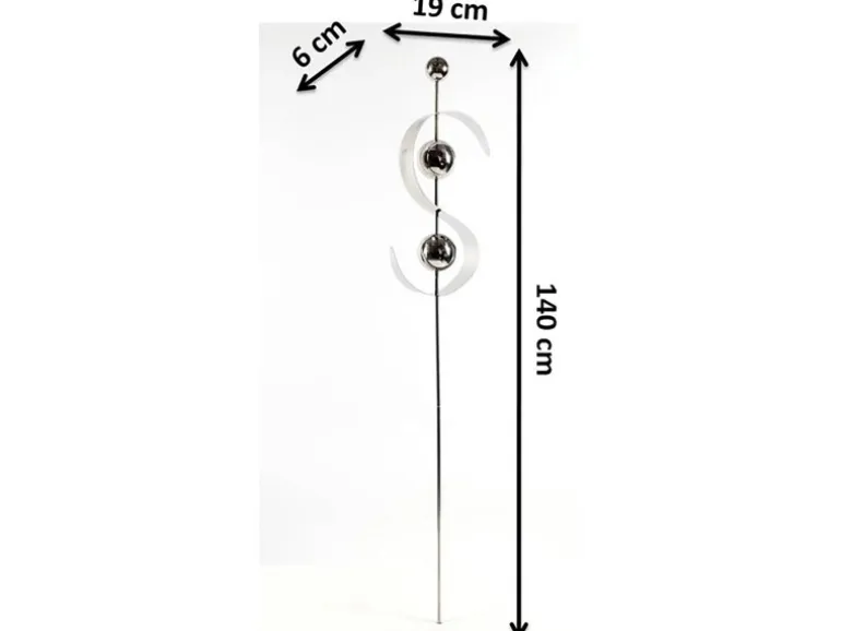 Kobolo Gartenstecker Dekostecker WAVE aus Edelstahl Silber H140 cm