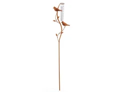 Kobolo Gartenstecker RUSTY BIRDS in Rostoptik mit Niederschlagsmesser