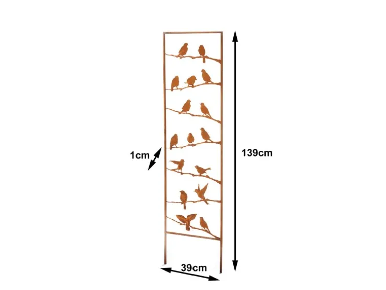 Kobolo Gartenstecker VÖGEL Rankhilfe Metall Naturrost 39x1x139 cm