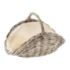 Kobolo Kaminholzkorb Kubu grey aus Rattan mit Henkel und Leinen