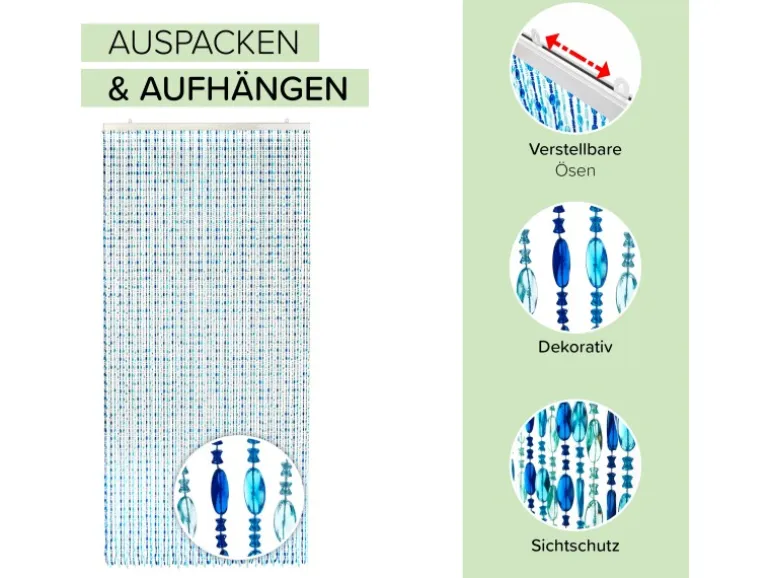 Kobolo Türvorhang OCEAN Kunststoff Blau 72 Stränge 90x200 cm